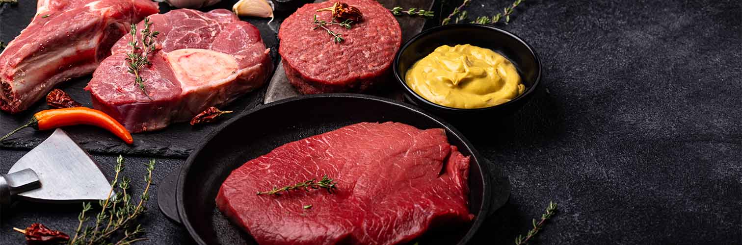 Variedad de cortes de carne de alta calidad en Carnes Finas Guadalupe, mostrando la amplia gama disponible.